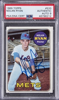 1969 Topps #533 Nolan Ryan Signed Card – PSA/DNA "9" Signature
